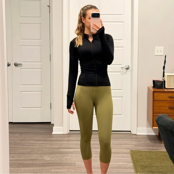 Lululemon Wunder Train High-Rise Crop 21” Bronze Green Leggings Size 2 - Picture 3 of 7